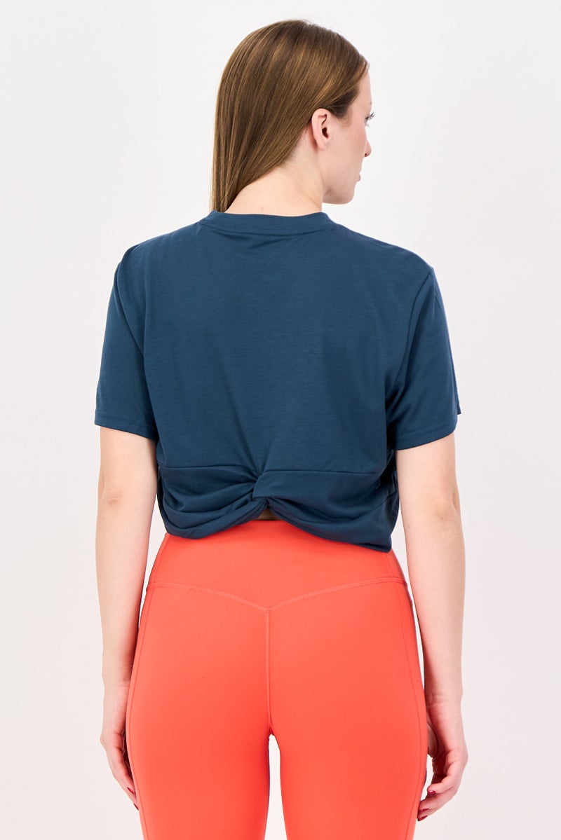 Adidas Women Spostswear Fit Short Sleeve Training T-Shirt, Teal Blue - Image 3